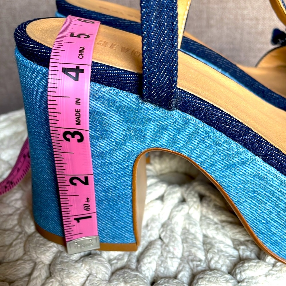 Maeve Two-Tone Denim Platform Sandals with Rosette - Picture 16 of 16